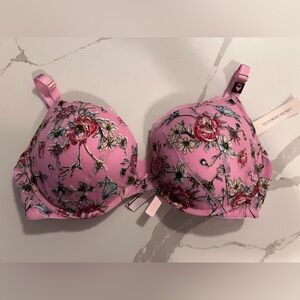 NWT VICTORIA'S SECRET DREAM ANGELS Push-Up Bra Pink Floral Embroidery VS 38D